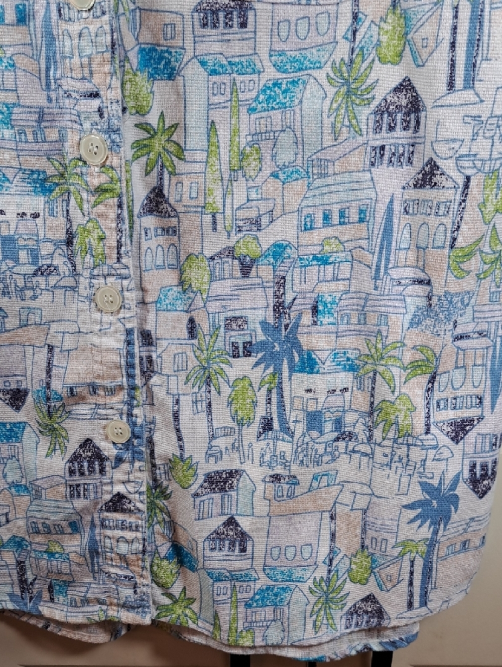 Cabin Creek Blue & Green Printed Button-Down Shirt - Picture 4 of 7